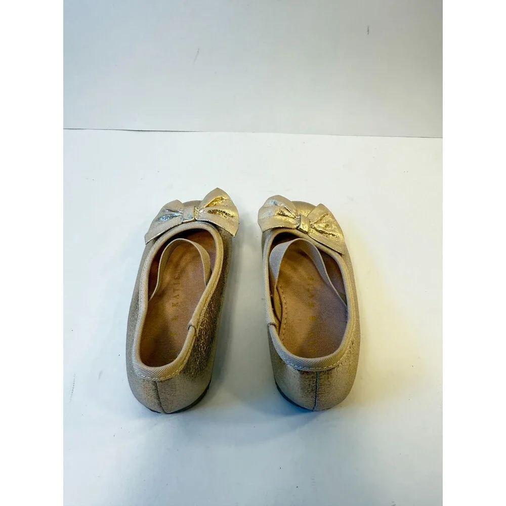 C47. Kelly & Katie Girls Flats Gold Giltter-US 6 Toddlers